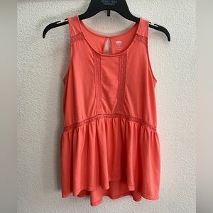 Girls Flowy Peach Tank, Old Navy teen size 14 (XL)